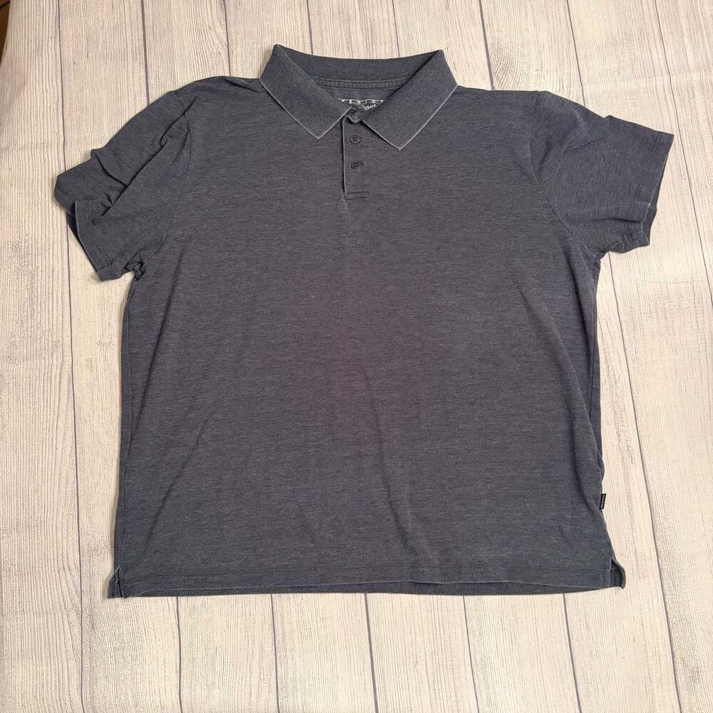 Lucky Brand Venice Burnout Polo Shirt Size XL Charcoal Gray Short Sleeve